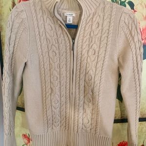 LL Bean Cable Knit Sweater with front zipper. XS but fits more like a small.